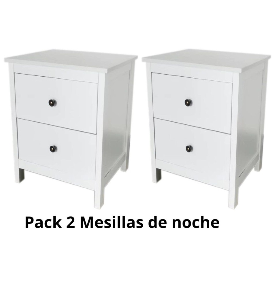 2 Mesitas - Mesillas de Noche dormitorio de 2 Cajones Color Blanco 55Cmx 48Cmx40 Cm