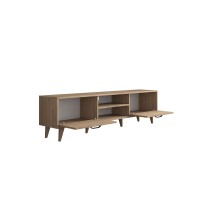 Mueble de TV en Roble con 2 Cajones y Estantes - 180x35x48.5 cm con Patas de Madera.