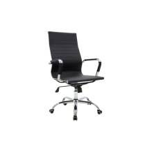 Sillón de Dirección en Piel Sintética Negro, Silla de oficina - 55,5x58x108 cm.