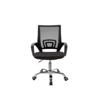 Silla de Oficina Ergonómica de Malla de Tela Negra con Reposabrazos - 56x47x85-95 cm, Confort y Estilo